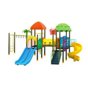 Nhà liên hoàn ngoài trời 3 khối cầu trượt kèm xa đu HB10-039