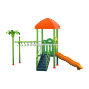 Nhà chòi cầu trượt đơn kèm xà đu 1 khối HB7-007