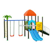 Nhà chòi cầu trượt đôi kèm xích đu 2 khối HB9-004