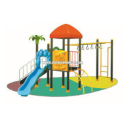 Nhà chòi cầu trượt 2 khối kèm xà đu cho bé mầm non HB9-012