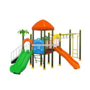 Nhà chòi 2 khối cầu trượt đôi kèm xà đu cho bé HB9-015