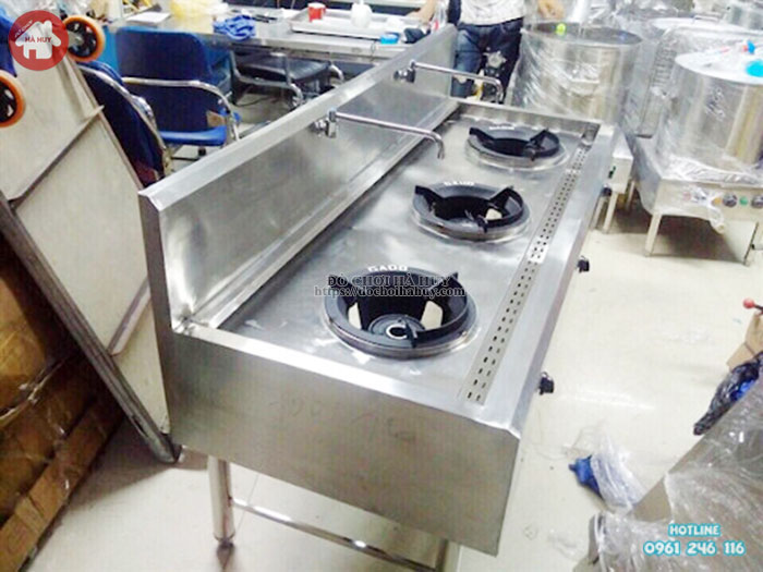 Bệ bếp 3 công nghiệp inox cao cấp cho trường mầm non HD3-015