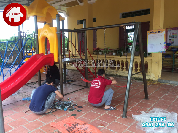 Lắp đặt nhà chòi cầu trượt, xích đu cho khách tại Quảng Ninh-5
