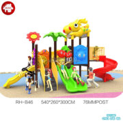 Cầu trượt liên hoàn ngoài trời mái con thỏ 3 khối HB10-105