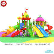 Nhà cầu trượt liên hoàn ngoài trời kèm vách leo dây HB10-144