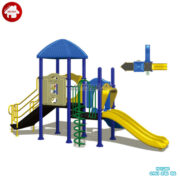 Nhà liên hoàn cầu trượt liên hoàn 1 khối HB10-091