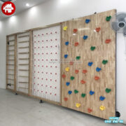 Vách leo núi gỗ cho bé kèm leo dây, thang leo đa năng HE2-008