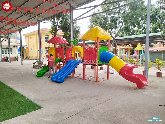 Lắp đặt sân chơi ngoài trời trẻ em cho trường mầm non tại tỉnh Hưng Yên