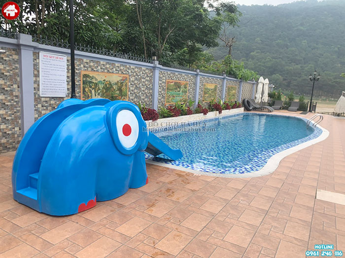 Cầu trượt bể bơi con voi composite HB12-006