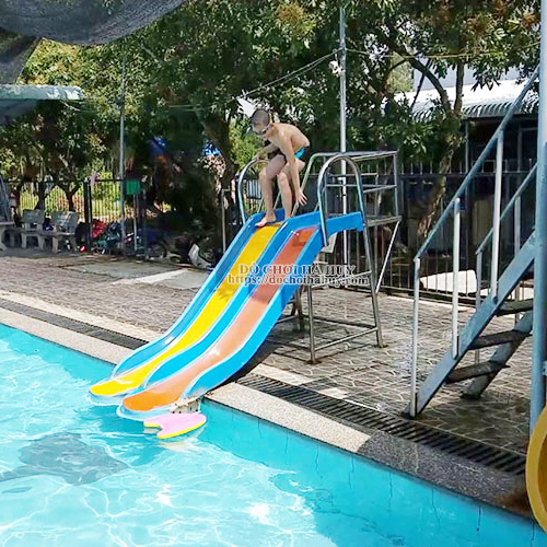 Thang leo cầu trượt đôi bể bơi cho trẻ HB12-019