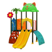 Bộ cầu trượt liên hoàn 2 khối mái mèo cho trẻ mầm non HH-556