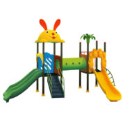 Cầu trượt 2 khối ống chui cho khu vui chơi liên hoàn ngoài trời HH-584