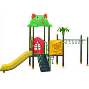 Cầu trượt liên hoàn cho bé mầm non 2 khối xà đu HH-553