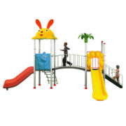 Cầu trượt liên hoàn ngoài trời 2 khối cầu mây cho trẻ em HH-558