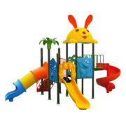 Cầu trượt liên hoàn ngoài trời 3 khối mái thỏ giá rẻ cho bé HH-560