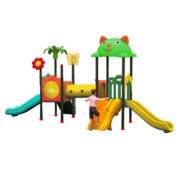 Liên hoàn cầu trượt ngoài trời 2 khối ống chui cho trẻ mầm non HH-566