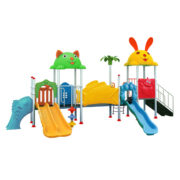 Nhà liên hoàn cầu trượt ngoài trời 4 khối cá vàng cho bé vui chơi HH-570