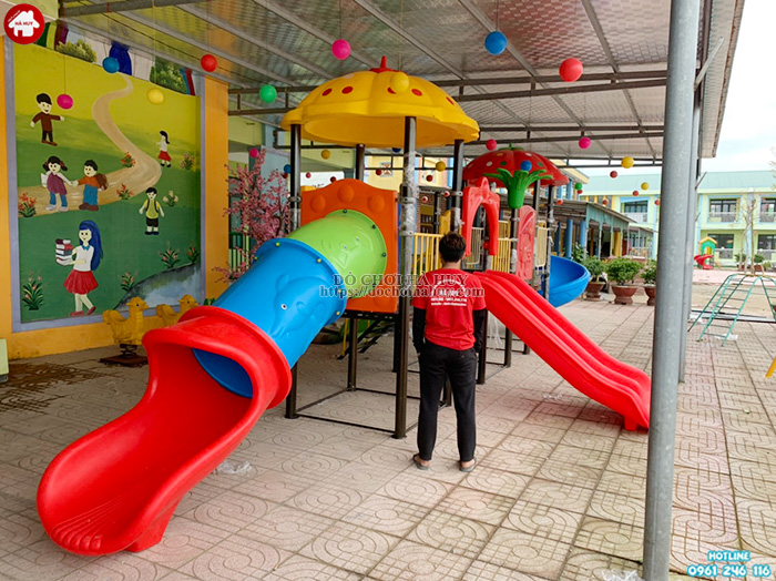 Lắp đặt đồ chơi ngoài trời cho trường mầm non tại Hà Tĩnh