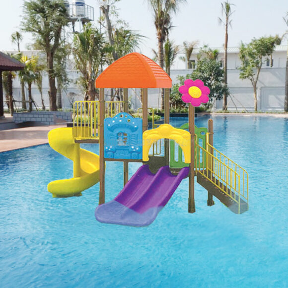 Nhà chòi cầu trượt 2 khối cho bể bơi HB12-026